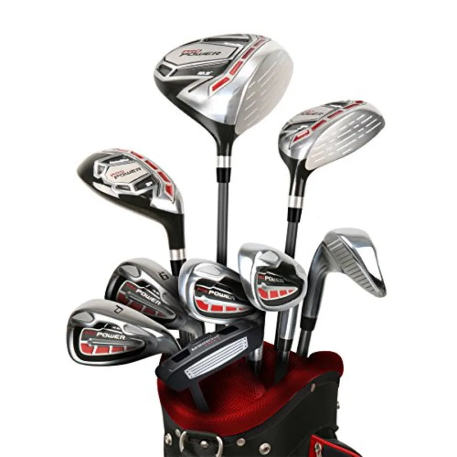 Pro Power Complete Golf Set for Men with Cart Bag Right Left Handed Graphite Shafts in All Woods Irons and Wedge