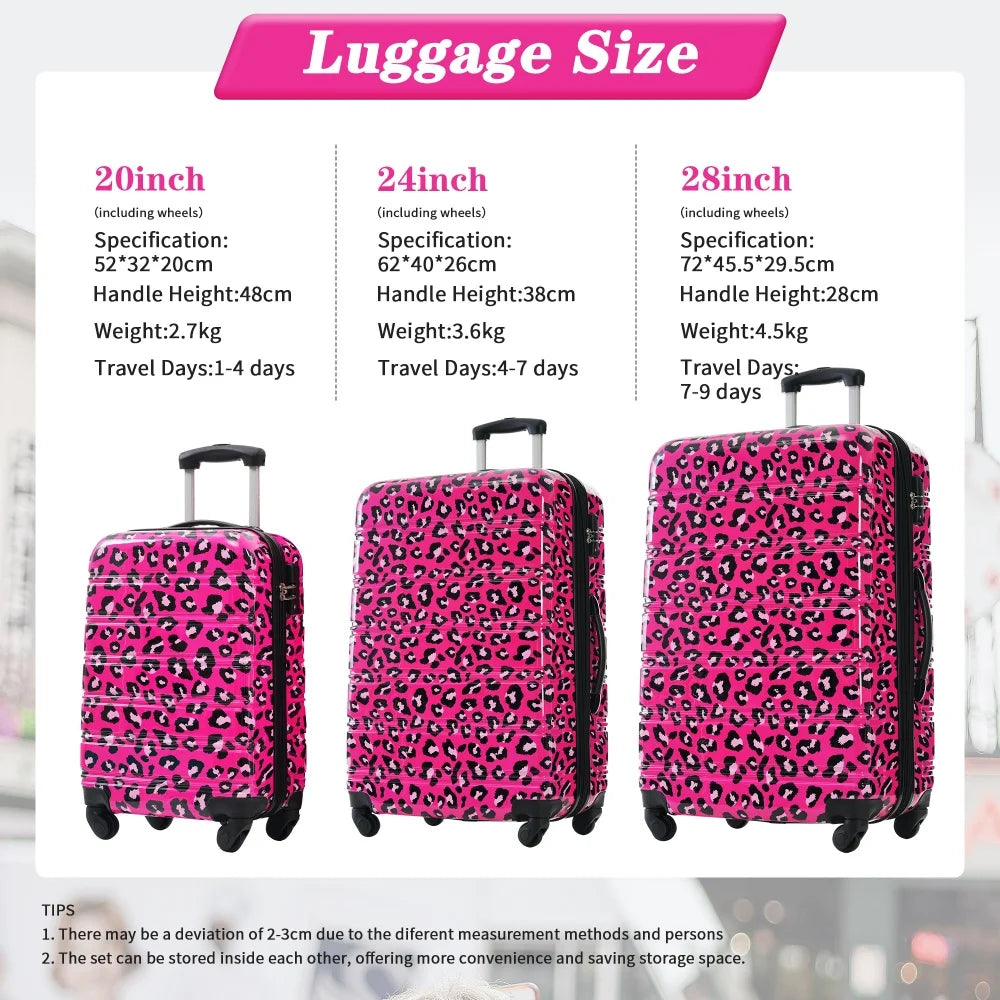 Hardshell Luggage Sets 3 Piece Suitcase with TSA Lock Spinner Wheels 20/24/28 Inch Hard Shell Travel Suitcases Rolling Luggage