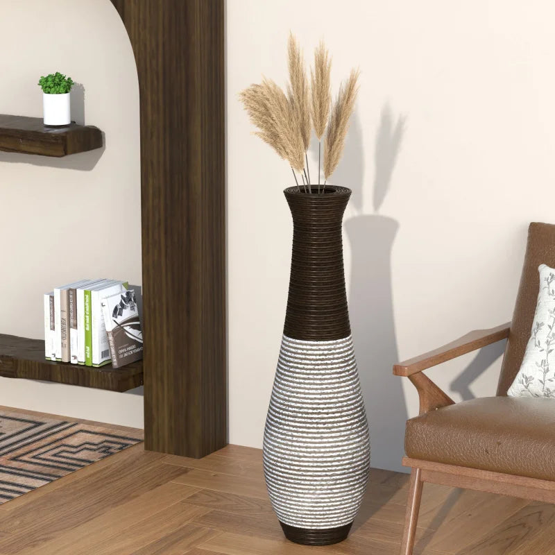 39-Inch Tall  Floor Vase Durable Artificial Rattan Elegant Two-Tone Dark Brown Finish Stylish Home Decor Statement Piece USA