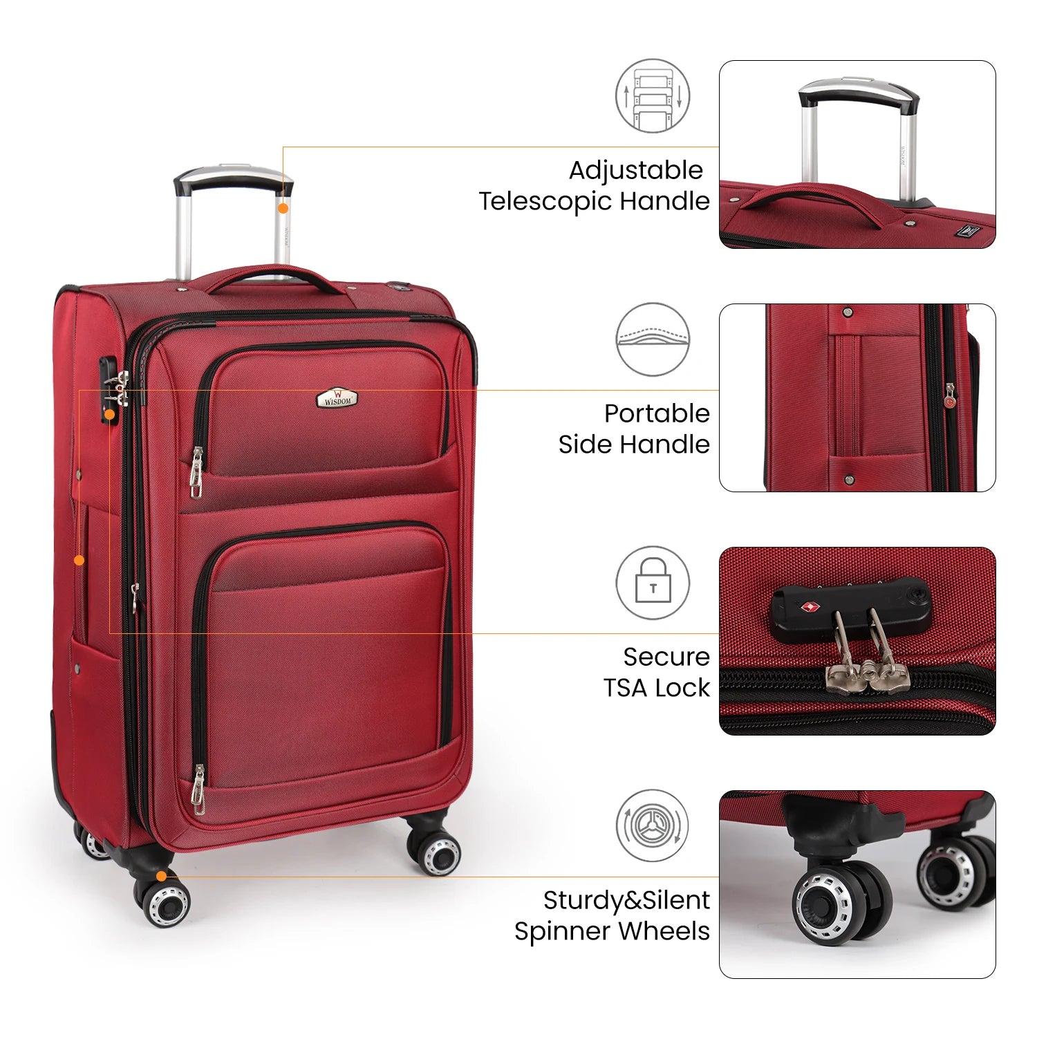 Softside Luggage Expandable 3 Piece Set Suitcase 20in 26in 30in Upright Spinner Softshell Lightweight Luggage Travel Set