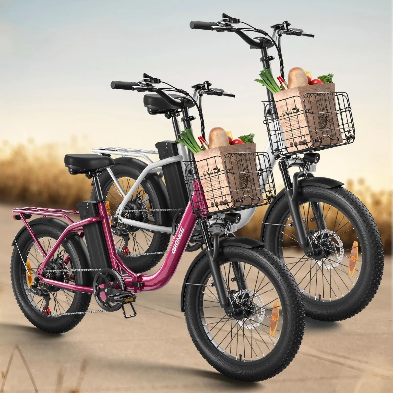 QRONGE Mirage Electric Bike 1000W Peak Folding E-bike 486Wh 70 Miles Range 7 Speed 25 MPH Max Electric Bicycle With Front Basket