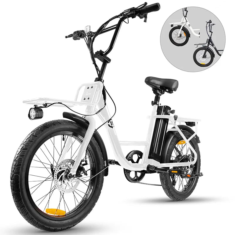 750W Electric Bike for Adults, Cargo Step, 48V 499.2wh Battery, 20" Fat Tire Electric Bicycle with Rear Rack,Hydraulic Disc Brak