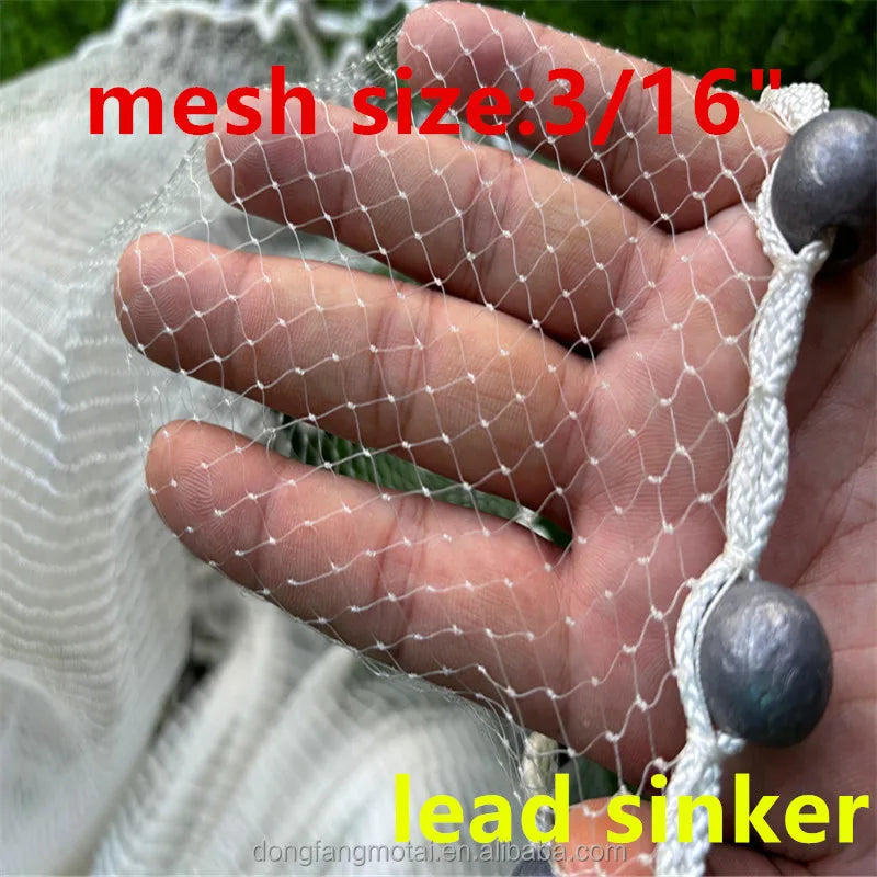 Heavy Duty 3/16 "Mesh Nylon Par Monofilament Cast Net Double Knot Bait Hand Throwing Fishing Cast Net Fishing