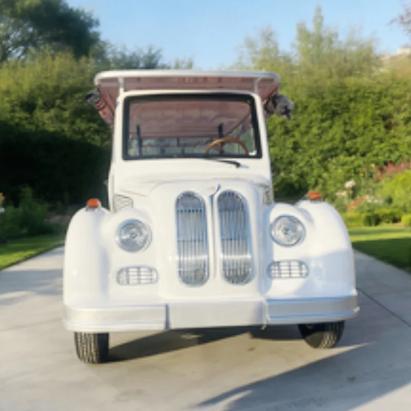 Factory Direct Sales Electric Retro Cars, Electric Sightseeing Vintage Golf Cart Chair Brown Leather For TranSporTing Tourists