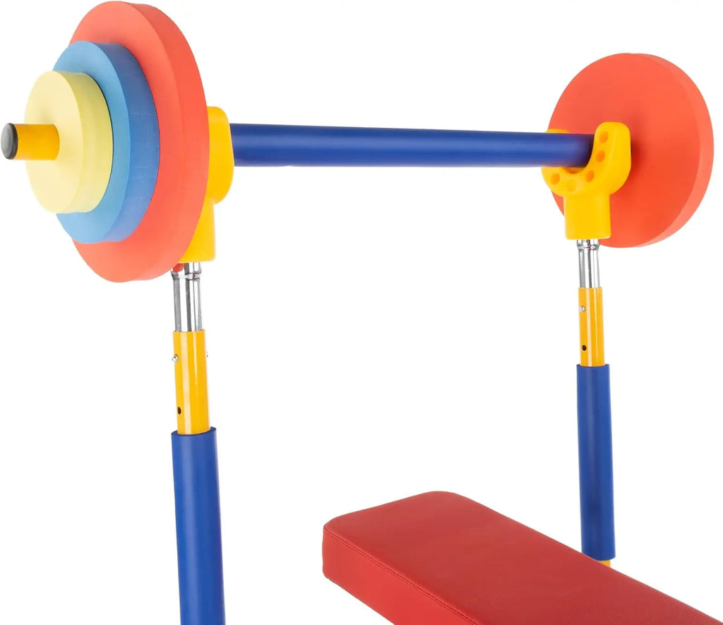 Children's Fitness Set: Adjustable Weight Bench, Barbell, and Foam Weights for Safe Play