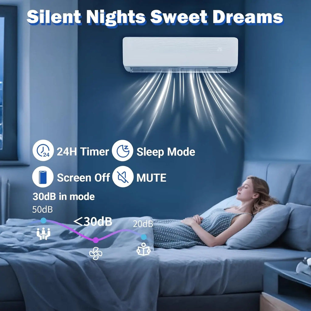 12000 BTU Mini Split AC w/WiFi Work Alexa 19 SEER2 Cools Up to 750 Sq. Ft,Ductless Inverter Mini Split System w/1 Ton Heat Pump