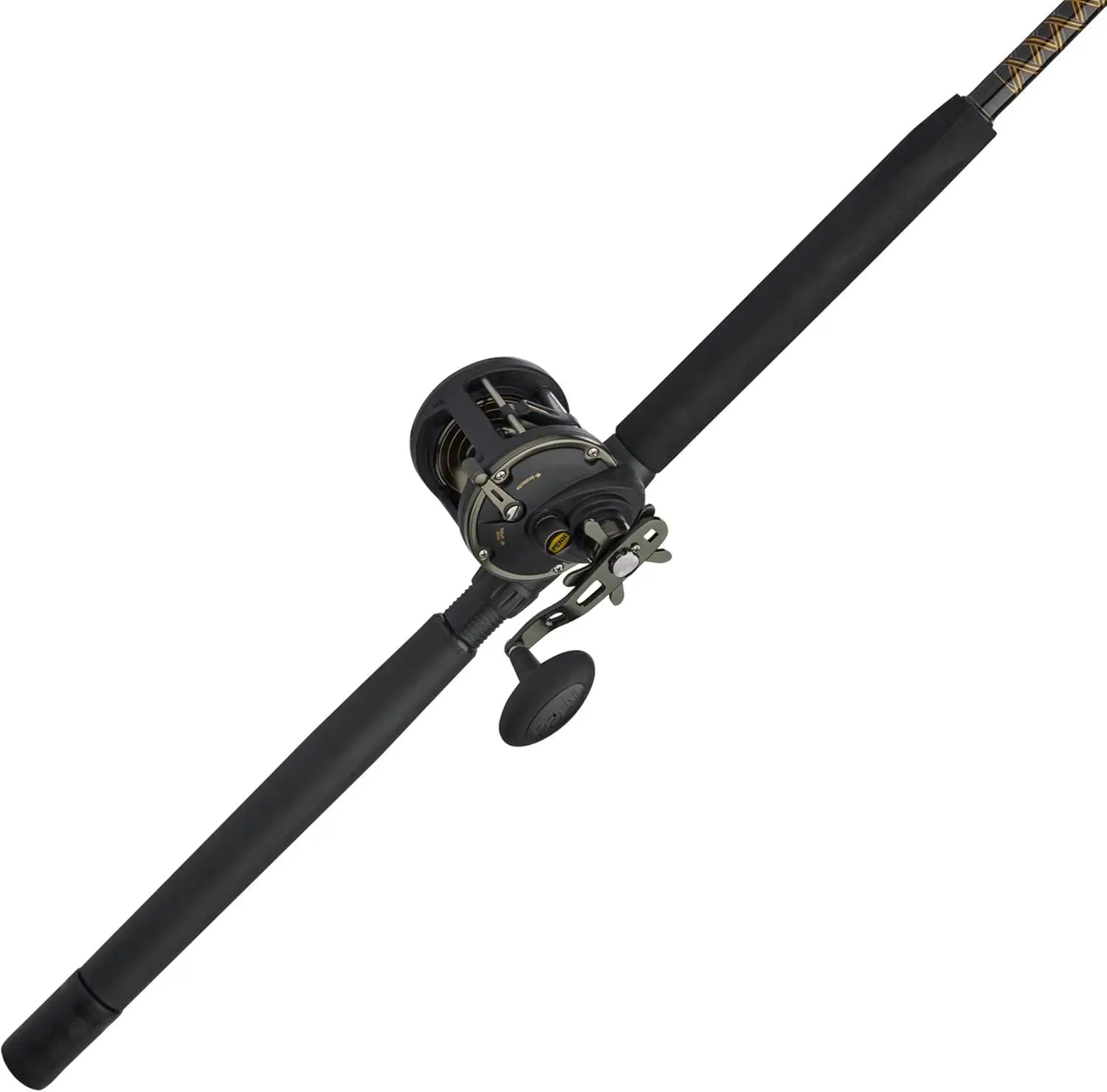 6'6" Saltwater Fishing Rod and Reel Combo, 1-Piece Design, Black/Gold Finish