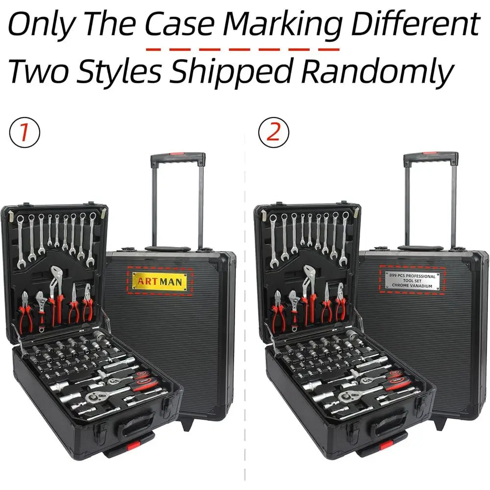 Tool Set, Household Tool Kit with Rolling Tool Box, Complete Tool Box Set Hand Tool Set with Tool Box, Mechanic Tool Set Rolling