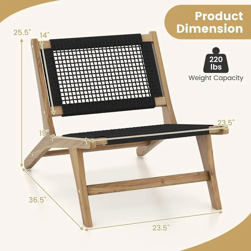Century Accent Chair and Ottoman, Handwoven Cordage for Living, Outdoor, Home, or Office