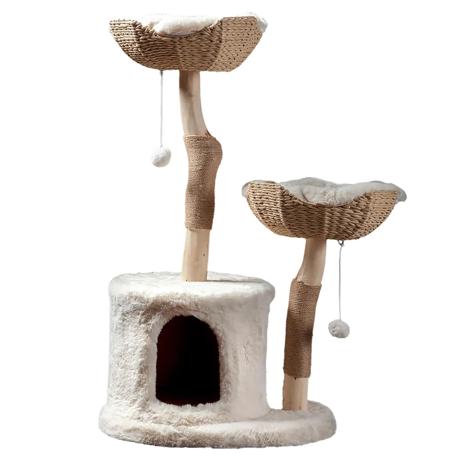 The Sanctuary Cat Tree - Luxury Cat Condo, Large Modern Indoor Tower with 3 Faux Fur Beds, Scratching Posts, and, Customized