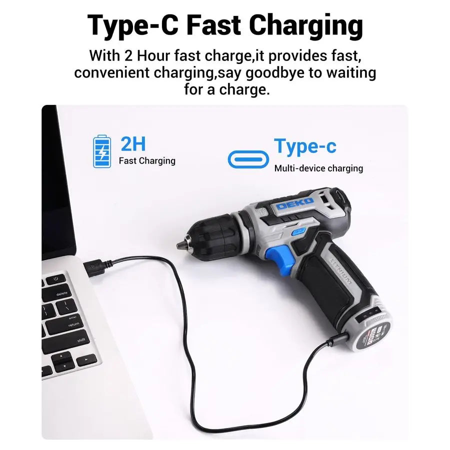 Set Tool Kit with 12V Cordless Drill, Hand Toolbox with storage case, Mechanic Tool set for Home Repairs, Blue