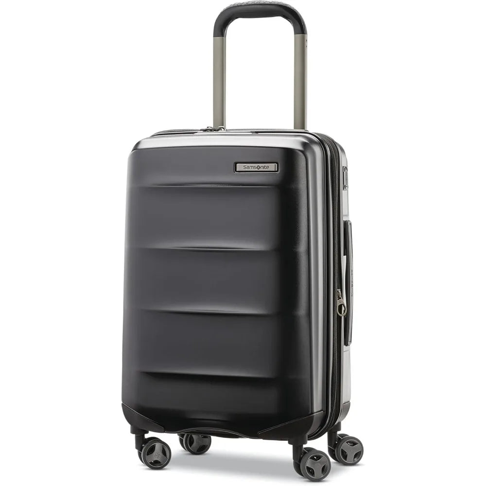 Front Pocket Expandable 21-Inch Hardside Luggage: Durable Impact Resistant with 360° Spinning Wheels for Travel