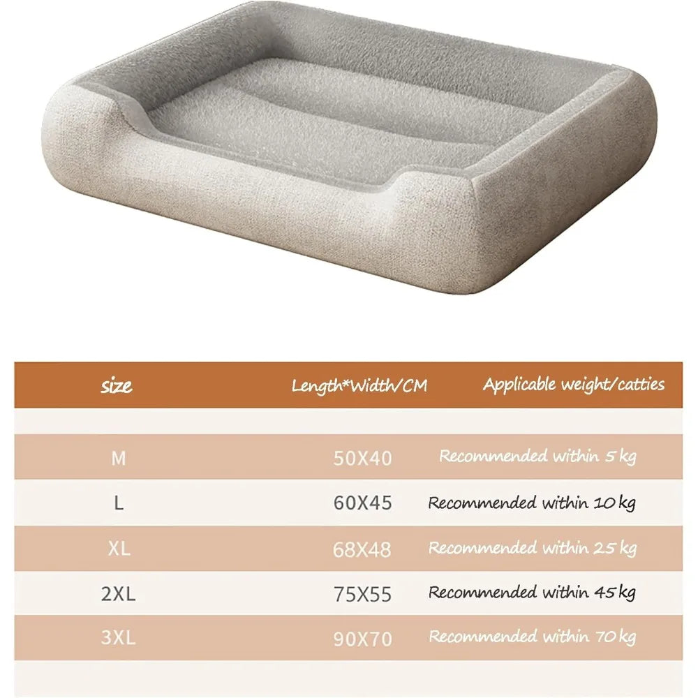 Medium Size Washable Dog Bed with Pillow for Puppy Curling Sleep, Comfortable Pet Couch Mat for Dogs