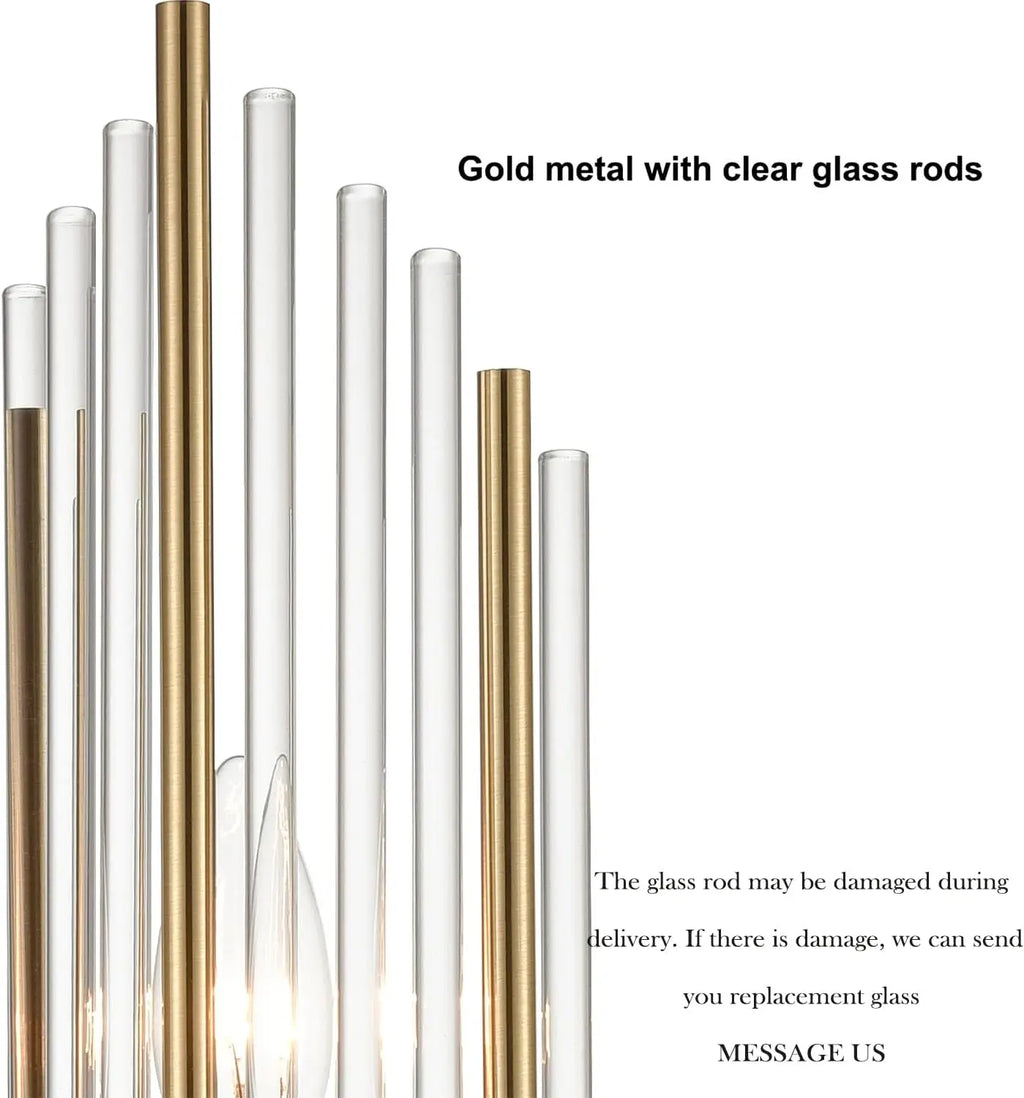 2-Light Modern Brushed Titanium Gold Wall Sconce with Clear Glass Crystal Luxury Wall Light Fixtures for Bedroom Living Room Bat