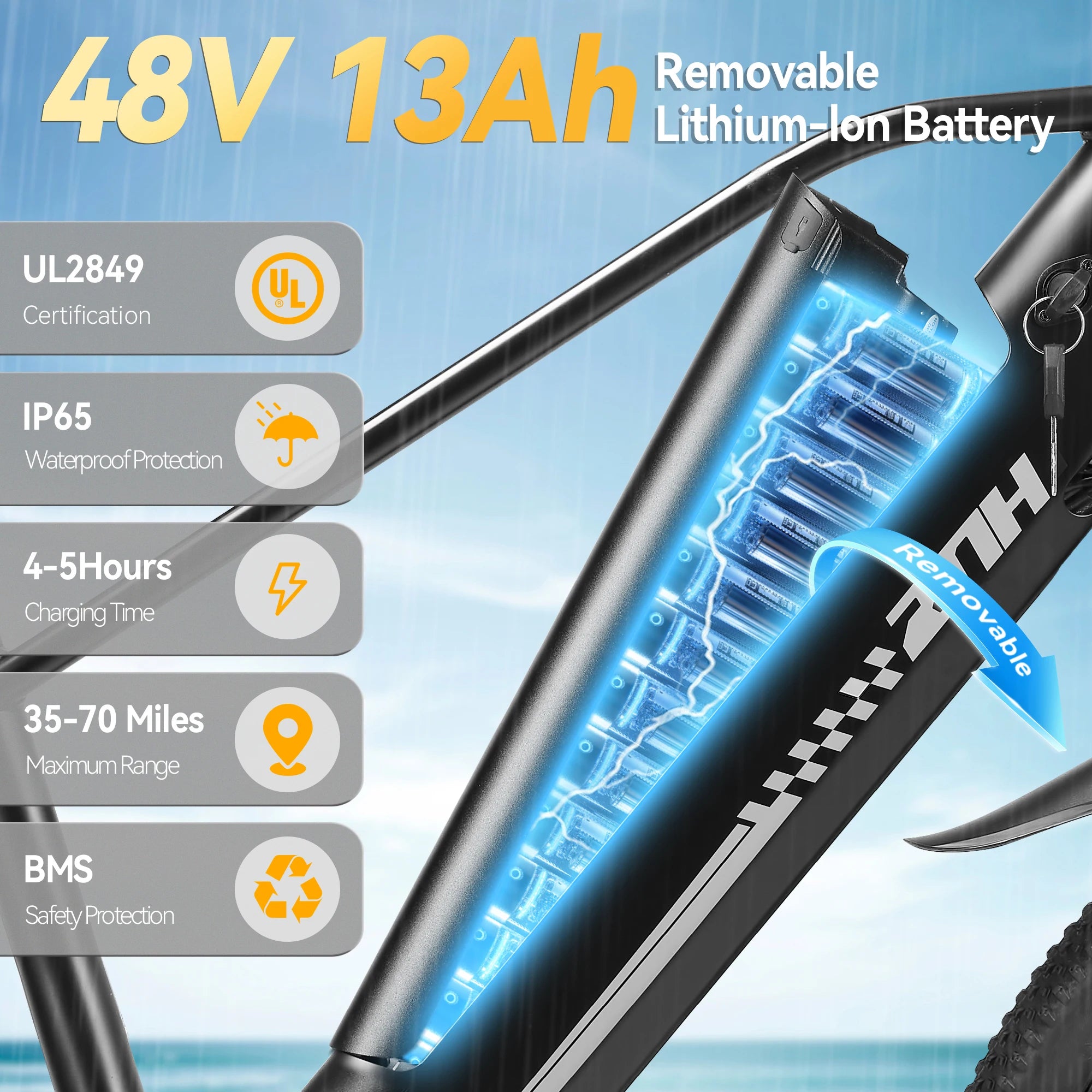 ZNH Electric Bicycle 1000W Peak ,48V Battery Electric Bike,20MPH,7-Speed,26"Tire E-bike for Adult,UL 2849