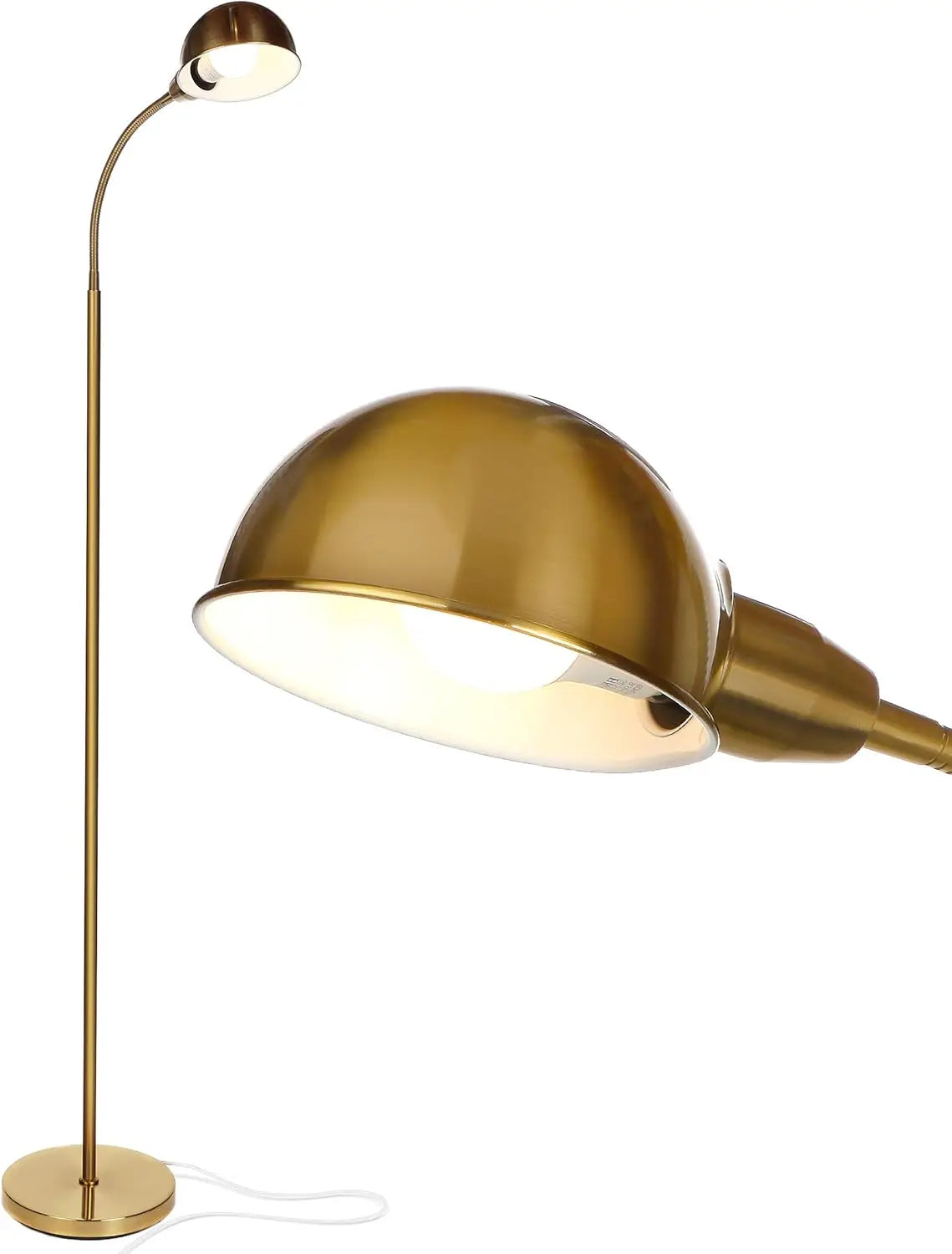Adjustable Gooseneck LED Floor Lamp with Smart Home Compatibility - Brass Gold Standing Light for Living Room, Office
