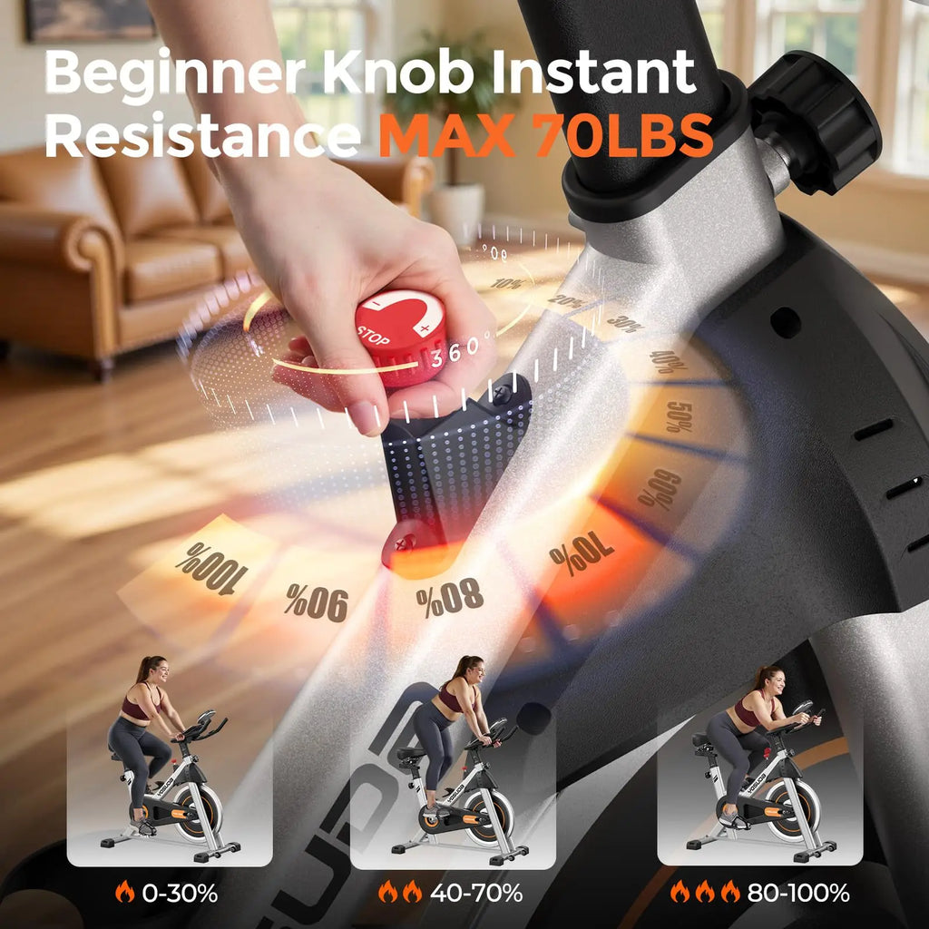 YOSUDA Exercise Bike, Brake Pad Stationary Bike for Home with Exclusive App, Magnetic Indoor Cycling Bike with 300 lb Weight