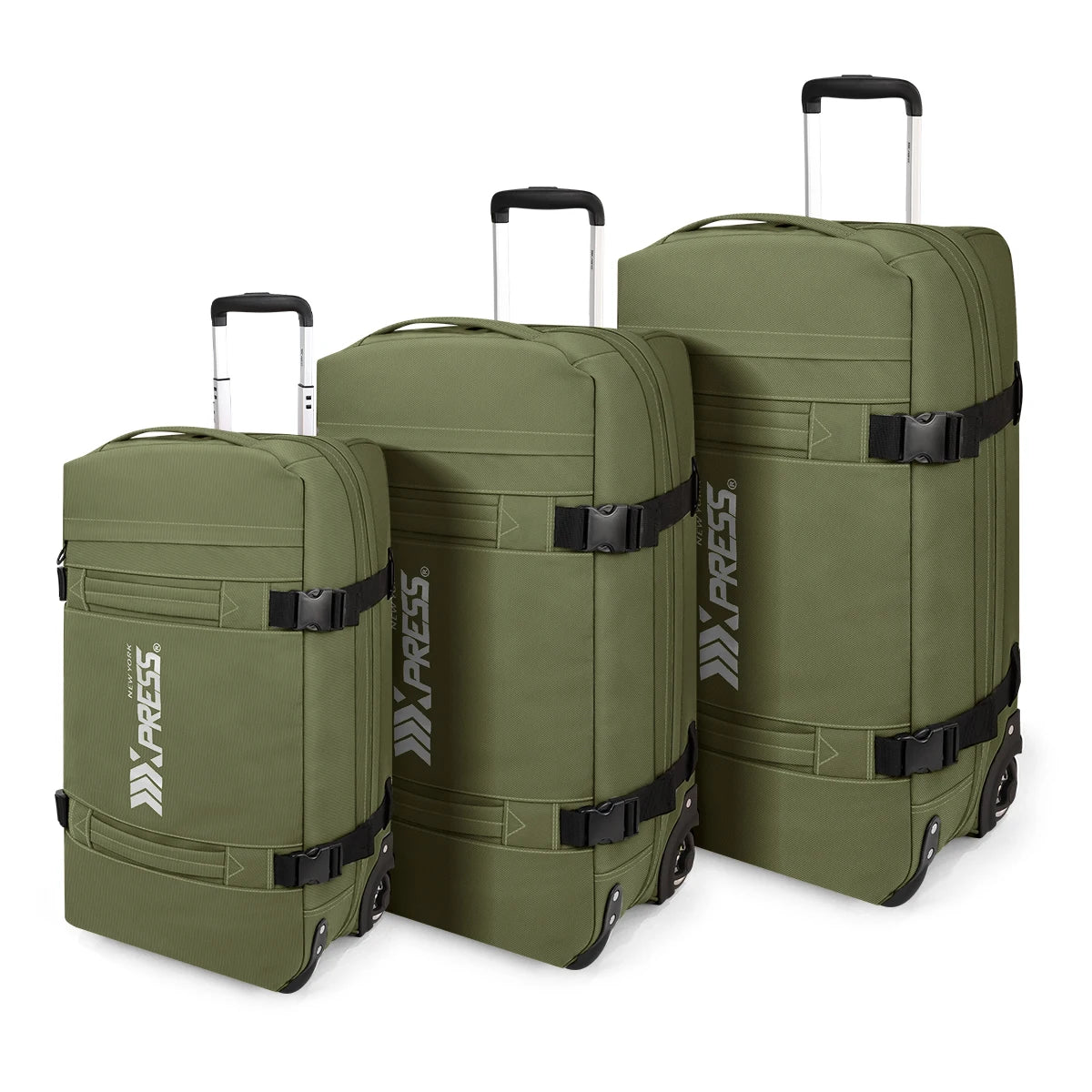 20"/26"/30" Waterproof Rolling Duffel Set 3pcs Softside Luggage Trolley Travel Bag Luggage Set for Adventure & Business Trip