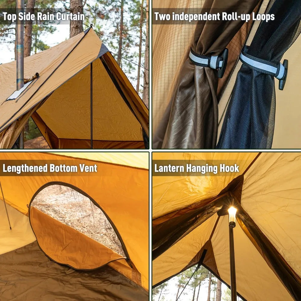 Camping Hot Tent Cabin Tent, Chalet 70 Series Portable Wall Tents with Stove Jack and Two Poles for 2-3 Person Hiking