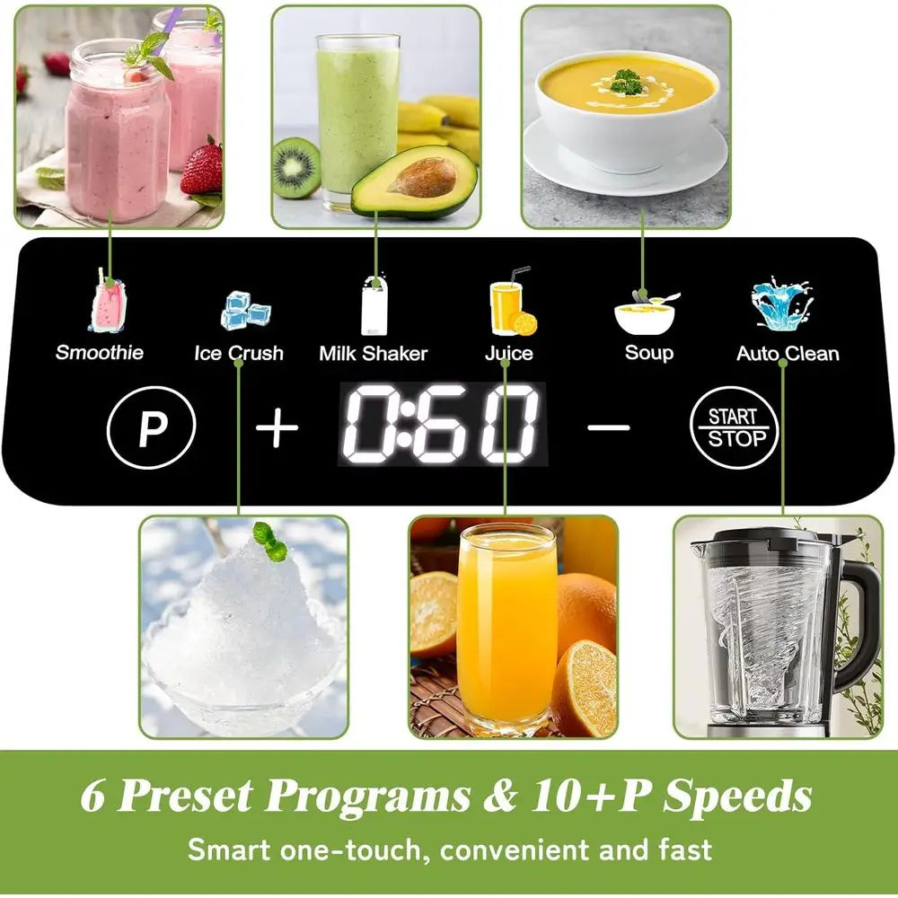Countertop Smoothie Blender with 51oz Glass Pitcher, Grinder & To-Go Cup Combo, 10 Speeds Digital Touch Blender, Smoothies, Shak