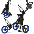 Lightweight 3-Wheel Golf Push Cart with Adjustable Seat and Handle Umbrella Holder Foot Brake Foldable Design for Easy Storage