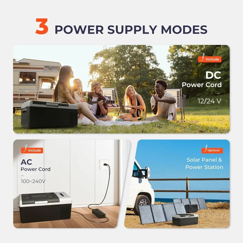 Refrigerator Portable Fridge - 16Quart(15L) Electric Cooler Compressor fridge -4℉~68℉, 12/24V DC & 110-240V AC Car Refrigerator