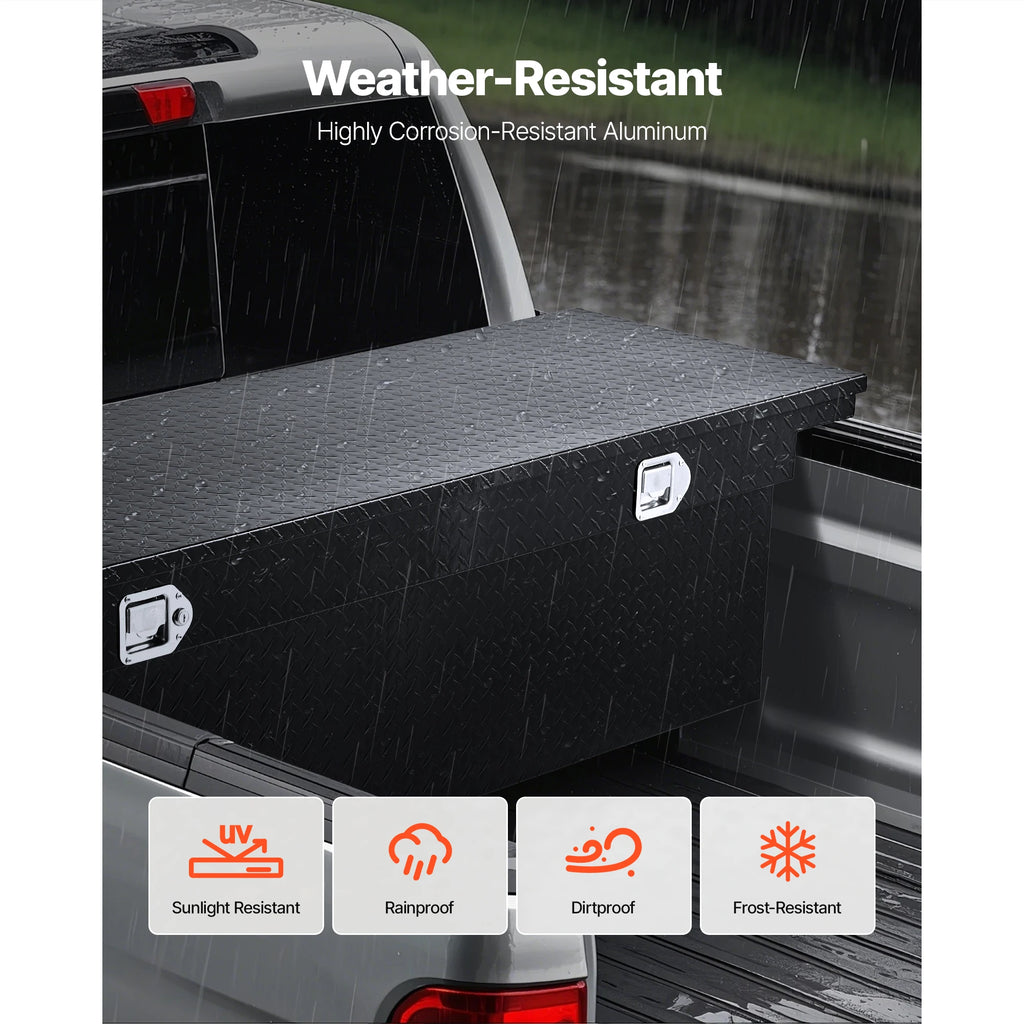 SucceBuy Crossover Truck Tool Box 71x27x18 In Heavy Duty Aluminum Waterproof Storage Organizer with Lock for Truck RV Trailer