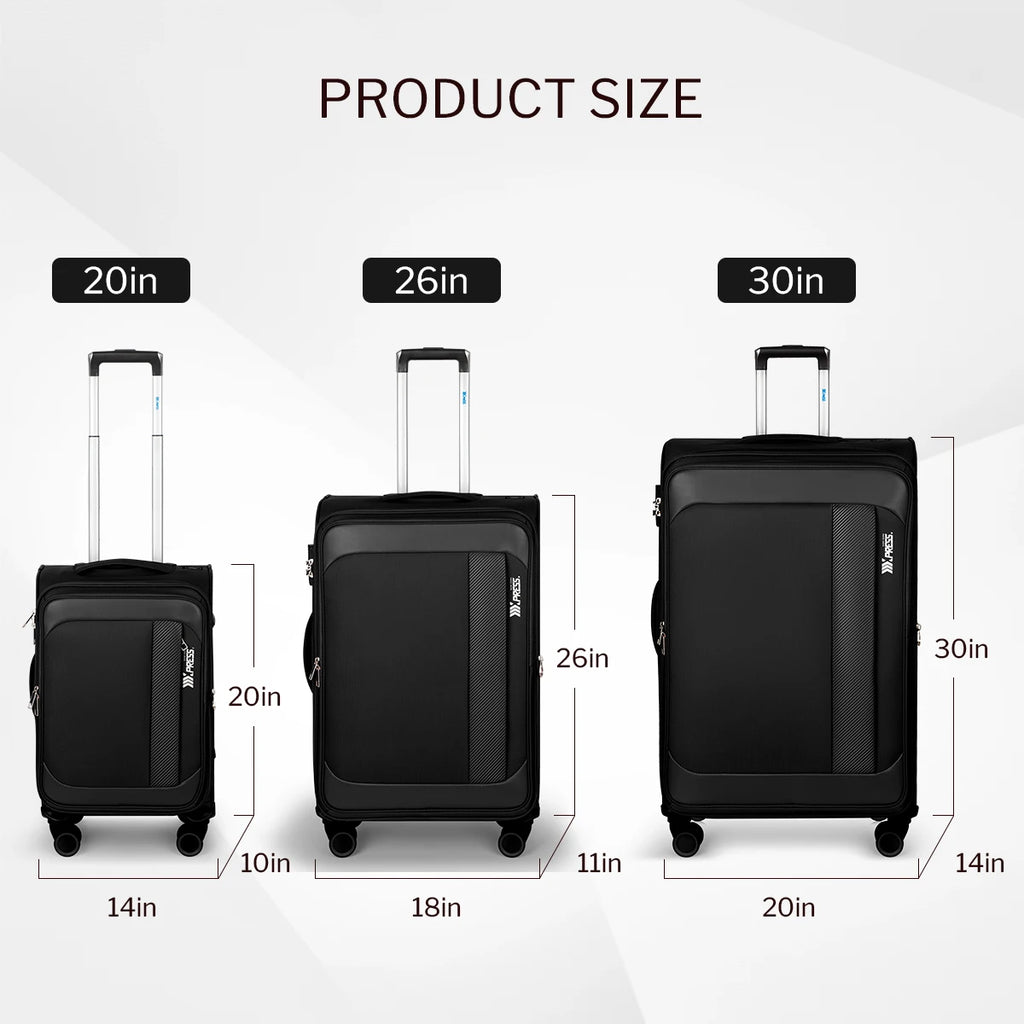 Expandable Soft Shell Spinner Luggage 3 Piece Softside Luggage Set with Front Opening Lightweight Durable Suitcase TSA Lock