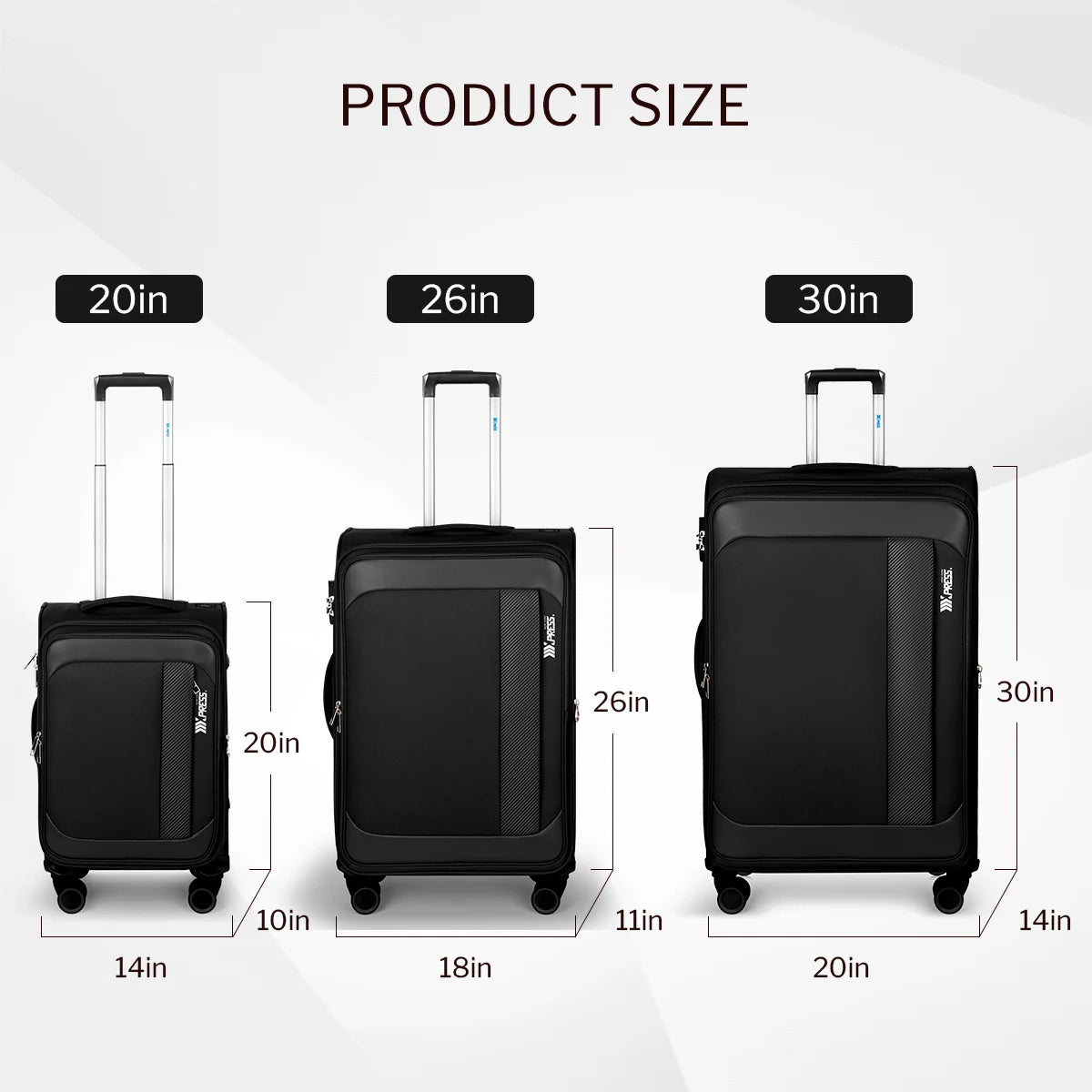 Expandable Soft Shell Spinner Luggage 3 Piece Softside Luggage Set with Front Opening Lightweight Durable Suitcase TSA Lock