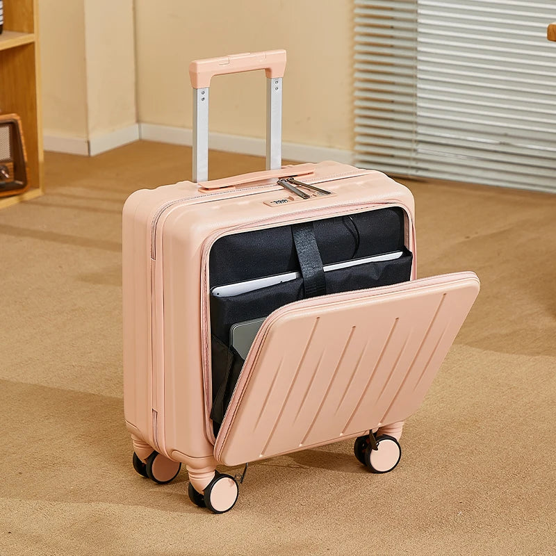 18 inches suitcase swivel wheels male student durable sturdy thick password travel case