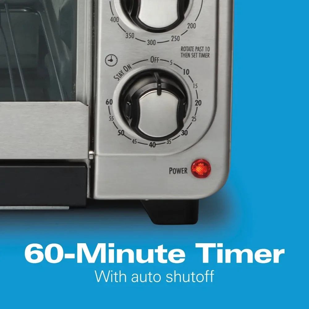 2-in-1 Oven & Toaster Combo, Space-Saving Design, Stainless Steel
