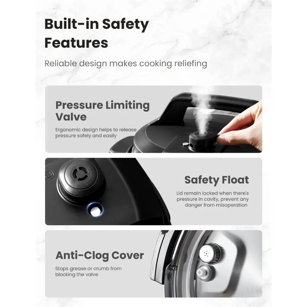 16 in 1 Electric Pressure Cooker Instant Multi Cooker Olla de Presion Non-Stick Pot  Rice Cooker 8 Quarts Stainless Steel