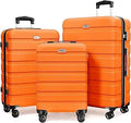 3-piece hardshell abs luggage set with 4 double spinner wheels and tsa lock, lightweight travel suitcases