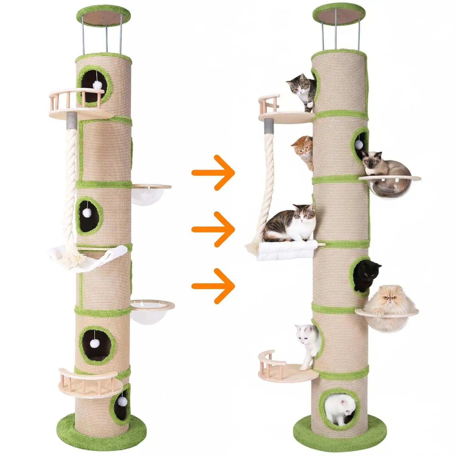 Forest Large Cat Tree with Sisal Scratching Pad Modern Cat Tower Super Large Cat Tree Tower for Indoor Cats Adults, Customized