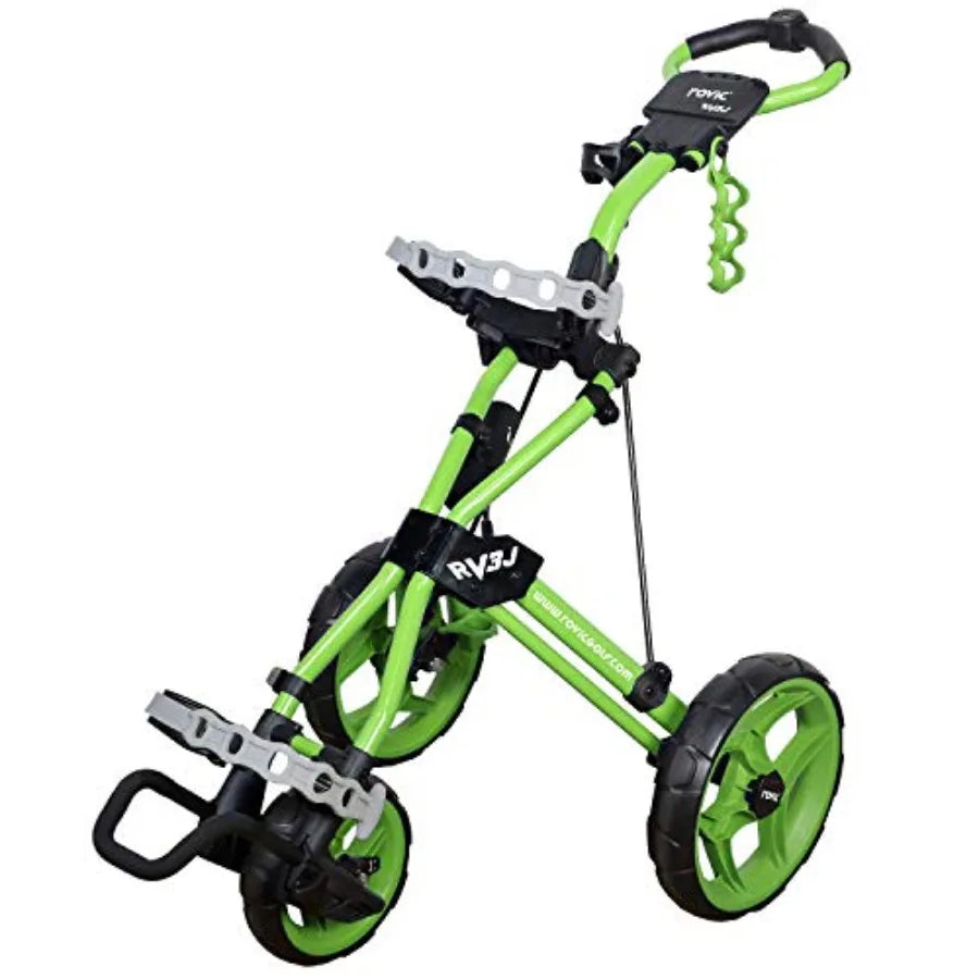 Rovic Model RV3J Junior Youth 3-Wheel Golf Push Cart for Young Players with Lightweight Design Adjustable Height Durable Constr