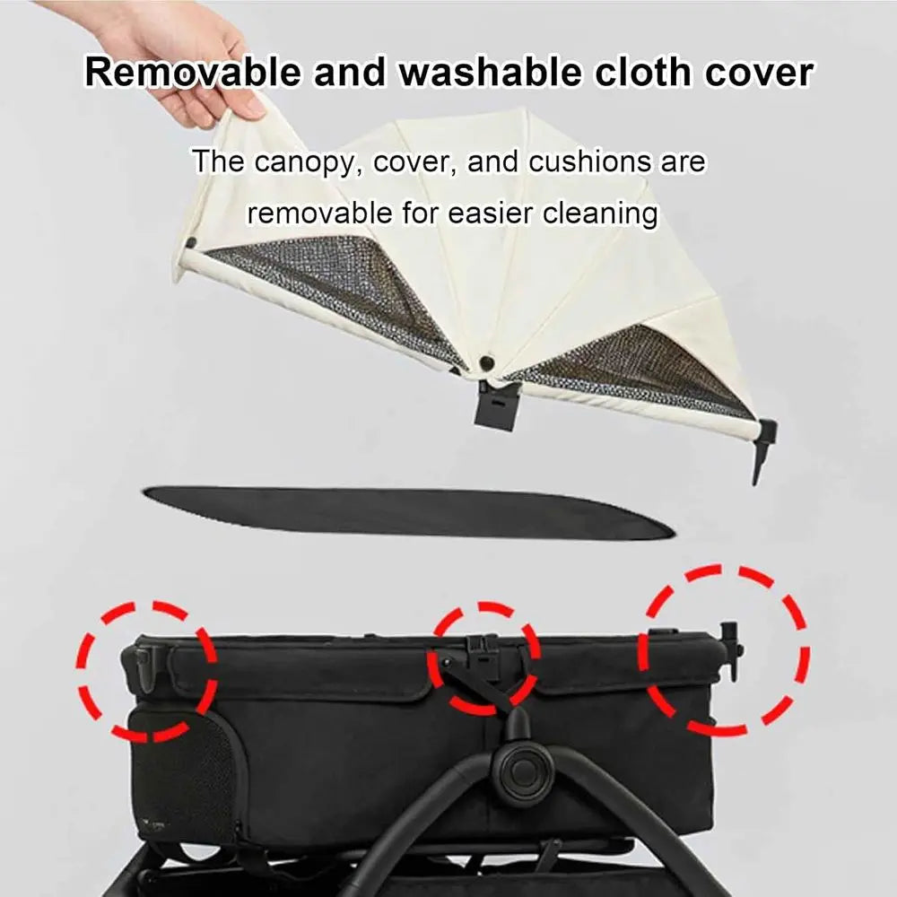 All-Terrain Pet Stroller for Dogs & Cats, 4-Wheel, with Storage and Safety Belts, Khaki