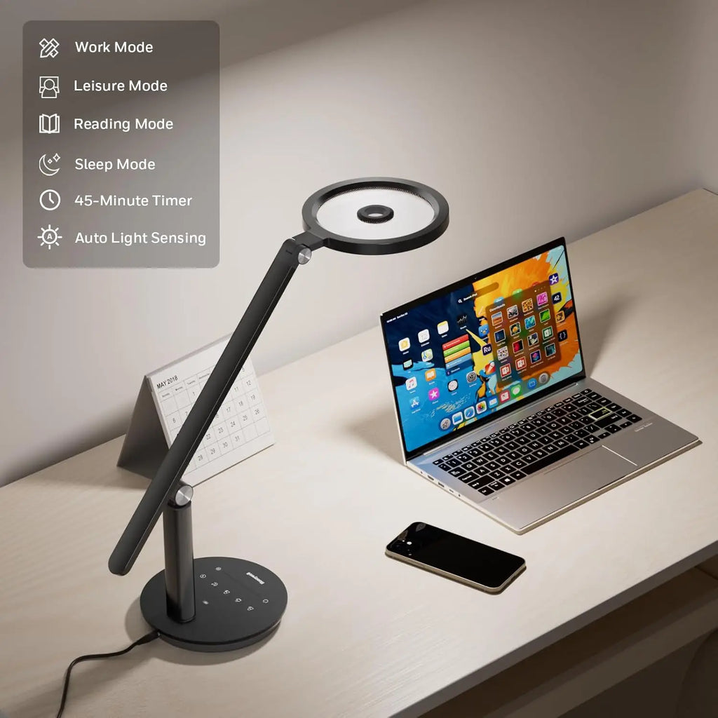 Dimmable LED Desk Lamp with Timer, 800LM Eye-Caring Light, Touch Control for Home Office Study Bedroom