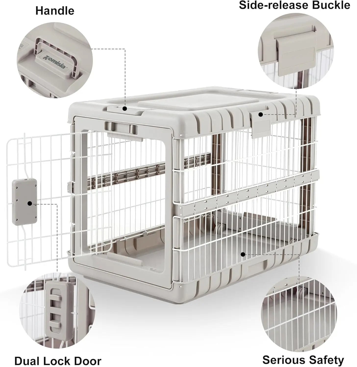 Foldable Dog Crate with Wheels - 28" Medium Kennel, No Tools Required, Durable Steel Cage for Indoor & Travel