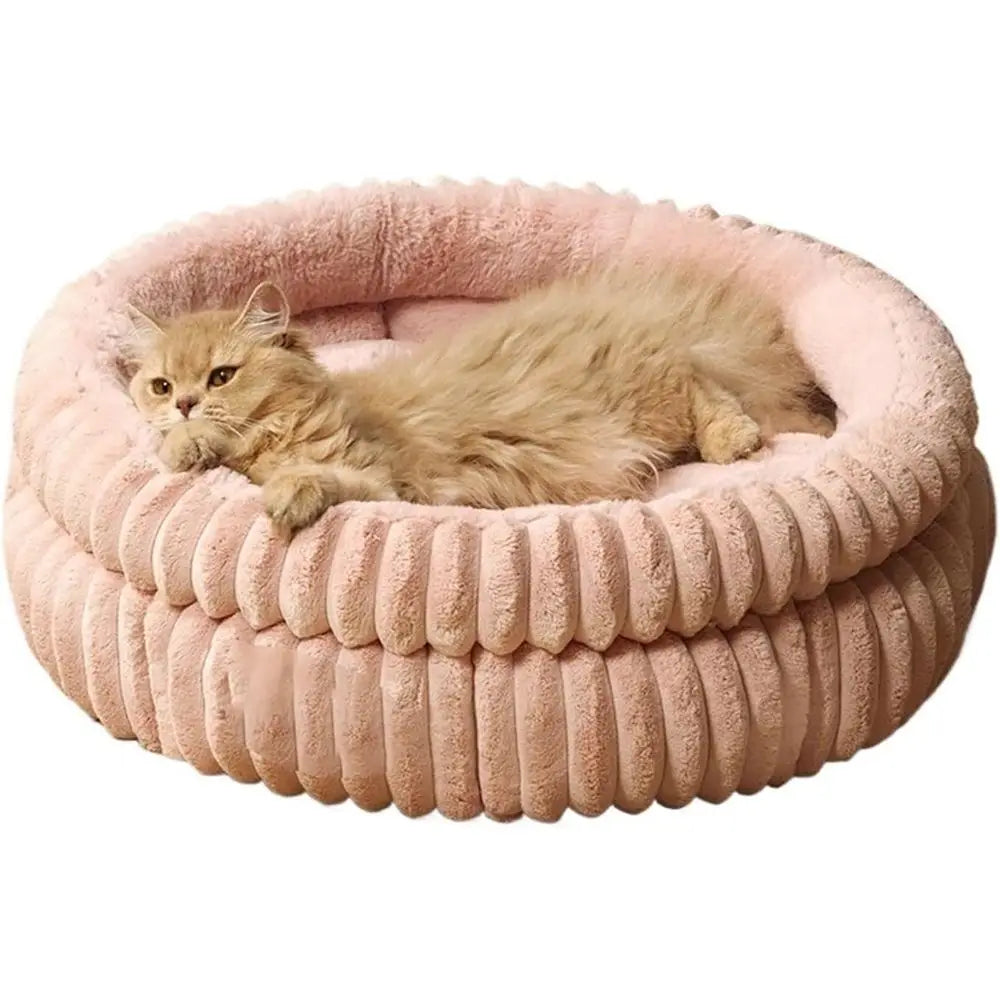 Winter Warmth Milk Velvet Enclosed Pet House for Small Dogs and Cats, Medium, Black, 58cm Diameter