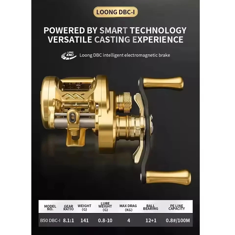 Loongze Airlite BFS Baitcasting Reel All Metal Electromagnetic Brake Bait Finesse Fishing B50/100/200DBC-I Lightweight Bass