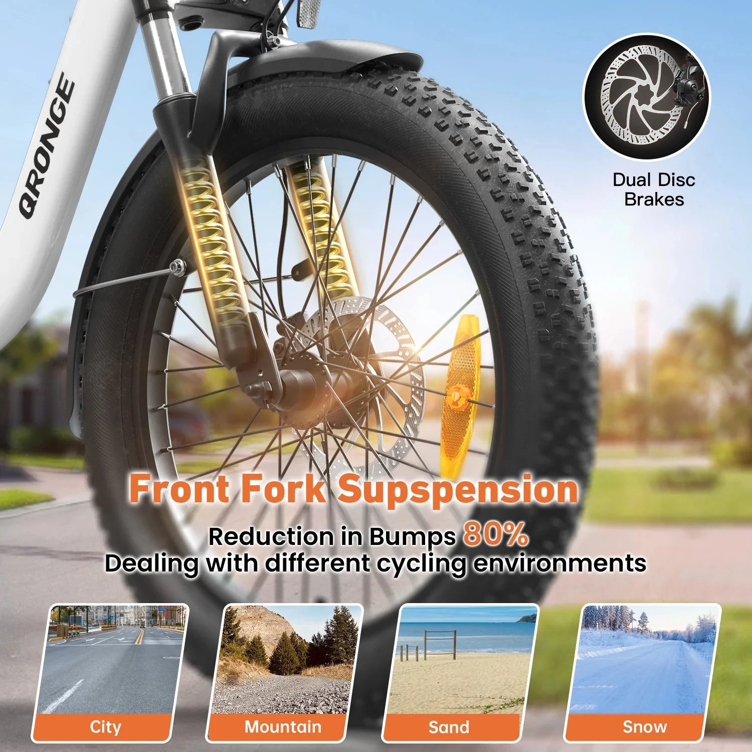 QRONGE Mirage Electric Bike 1000W Peak Folding E-bike 486Wh 70 Miles Range 7 Speed 25 MPH Max Electric Bicycle With Front Basket