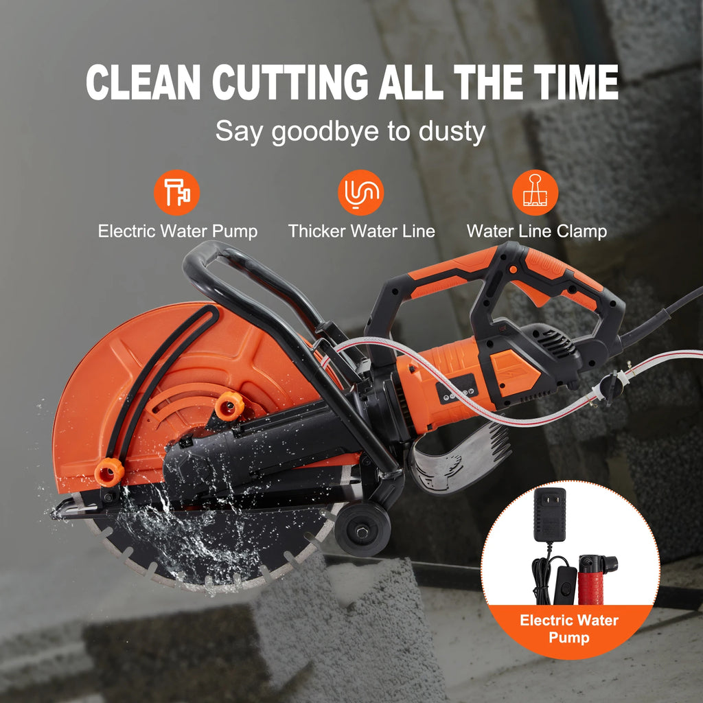 SucceBuy Electric Concrete Saw 16 in 3200 W Motor Circular Cutter with Max. 6 in Adjustable Cutting Depth Pump Blade for Brick