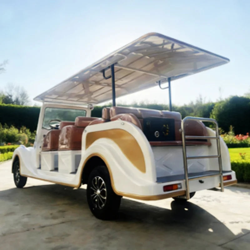 Factory Direct Sales Electric Retro Cars, Electric Sightseeing Vintage Golf Cart Chair Brown Leather For TranSporTing Tourists