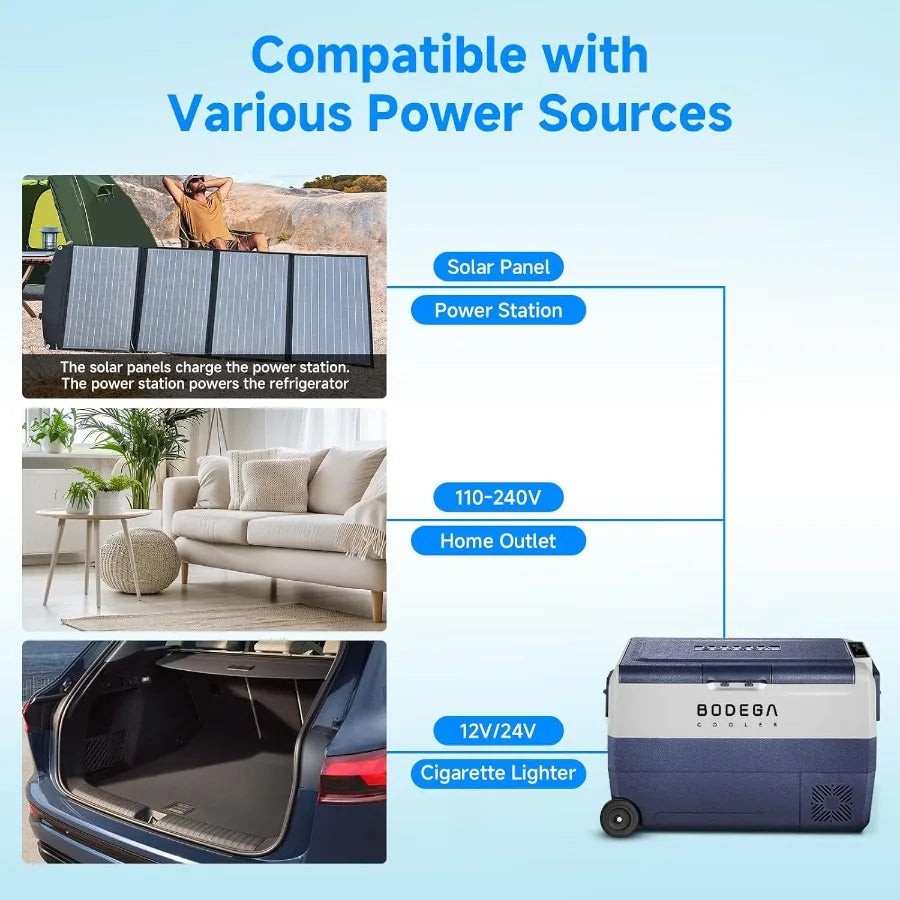 12 Volt Portable Refrigerator 53 Quart Dual Zone Car Fridge with APP Control Electric Compressor Cooler for RV Camping Travel T