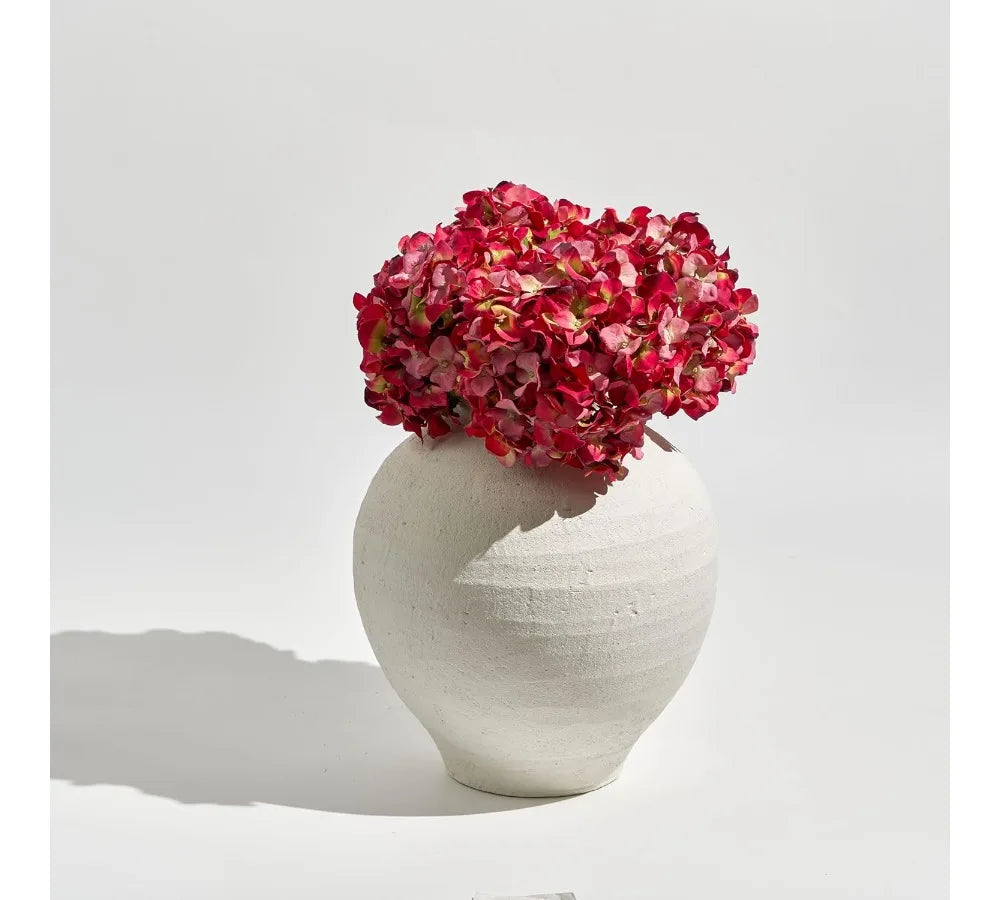 Large White Ceramic Vase 11.8" Tall Zen Style Rustic Farmhouse Decor Pottery Flower Vase for Home