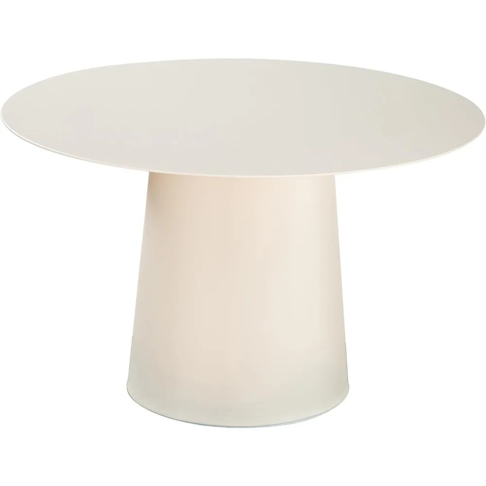 W24 Modern Small Round Coffee Table in White Side Table with Iron for Living Room Bedroom