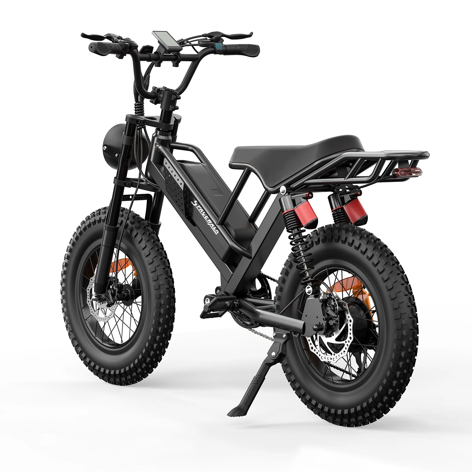 Spacewalk Mountain Electric Bike , 20" Fat Tire Ebike, Wider Seat 750W Peak Motor, Removable Battery, 4X Suspension Ebike