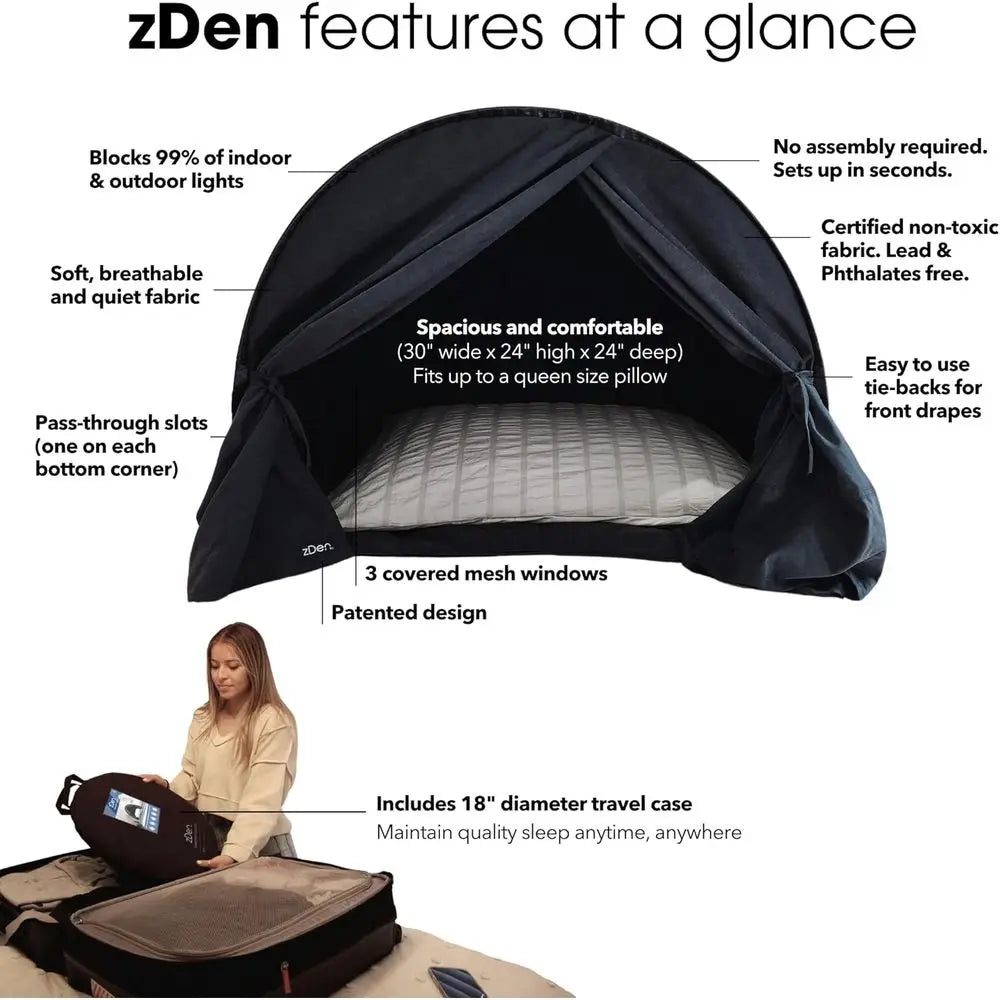 Certified Non-Toxic Blackout Luxury Sleep Tent: Enhance Sleep Quality for Night Shifts, Dorms, Travel, Naps, and Relaxation Anyt