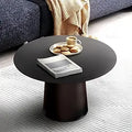 W24 Modern Small Round Coffee Table in White Side Table with Iron for Living Room Bedroom