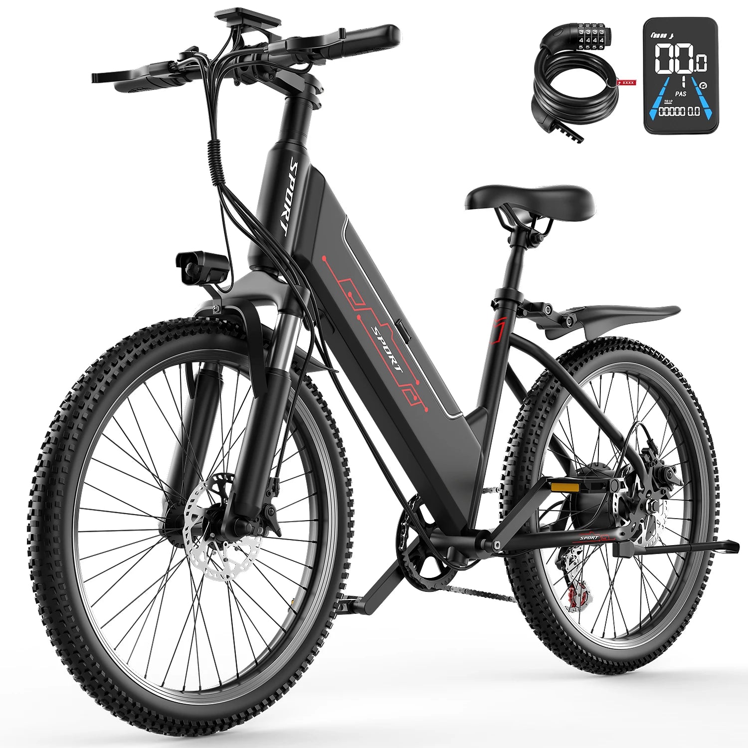 750W Adult Electric Bike, 48V10.4AH Electric Mountain Bike, 7-speed Variable Speed E Bike, 28MPH All-terrain Electric Bike
